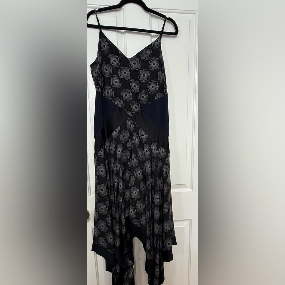 Diane Von Furstenberg Handkerchief Hem Silk Midi Dress.